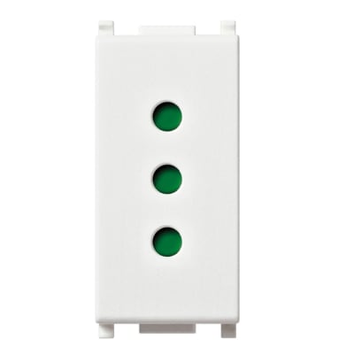 TOMA TIPO 3 EN LINEA 2P+T 10A 250V BLANCO - 1 MODULO (LINEA PLANA) VIMAR