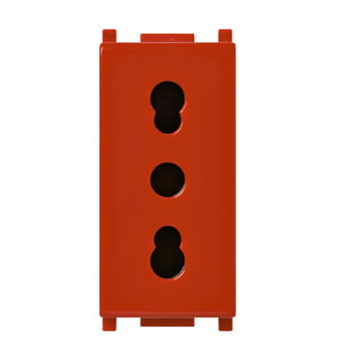 TOMA TIPO BIPASO 3 EN LINEA 2P+T 16A 250V ROJO-1 MODULO (LINEA PLANA) VIMAR