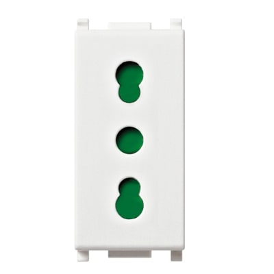 TOMA TIPO BIPASO 3 EN LINEA 2P+T 16A 250V BLANCO-1 MODULO (LINEA PLANA) VIMAR