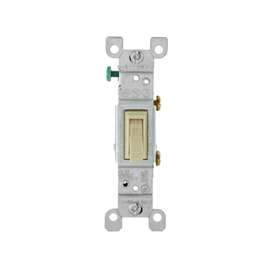 INTERRUPTOR UNIPOLAR SIMPLE DE PALANCA CONEXION A TIERRA 15A 120V MARFIL LEVITON