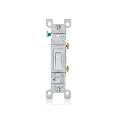 INTERRUPTOR UNIPOLAR SIMPLE DE PALANCA CONEXION A TIERRA 15A 120V BLANCO LEVITON