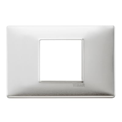 PLACA 2 MODULOS ALUMINIO CEPILLADO (LINEA PLANA) VIMAR