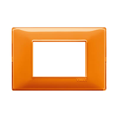 PLACA 4 MODULOS TECNOPOLIMERO NARANJA (LINEA PLANA, EFECTO TRANSPARENTE) VIMAR