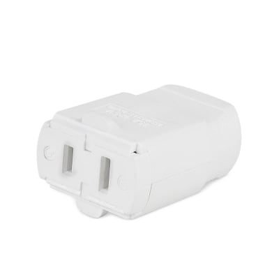 CONECTOR AEREO POLARIZADO 2 PATAS 15A BLANCO PVC/METAL LEVITON