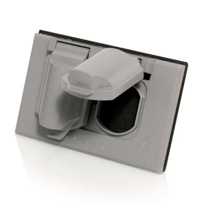 PLACA DOBLE HERMETICA BAQUELITA C/TAPA VERTICAL LEVITON