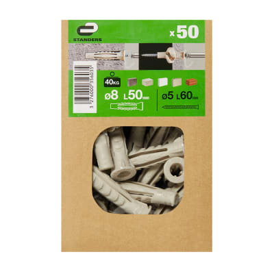 TORNILLO + TARUGO 8X50MM X 50 UNIDADES EN CAJA STANDERS