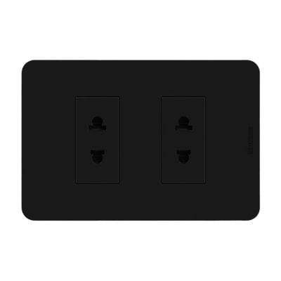 TOMACORRIENTE DOBLE MATIX GO NEGRO POLICARBONATO 16A 220V BTICINO