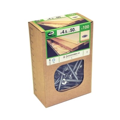 TORNILLO AGLOMERADO CS PZ ACERO 4.5X50MM 100U STANDERS