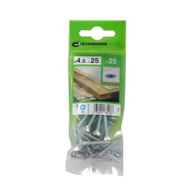 TORNILLO AGLOMERADO CS PZ ACERO 4.5X25MM 25U STANDERS