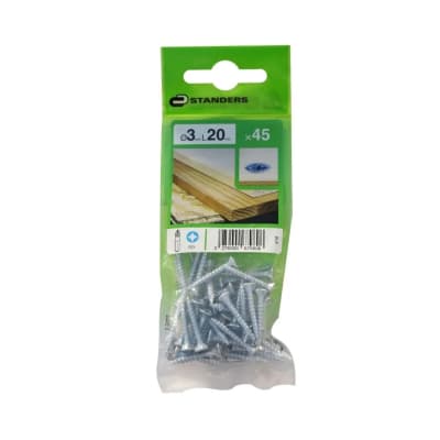 TORNILLO AGLOMERADO CS PZ ACERO 3X20MM 45U STANDERS