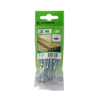 TORNILLO AGLOMERADO CS PZ ACERO 3X40MM 30U STANDERS