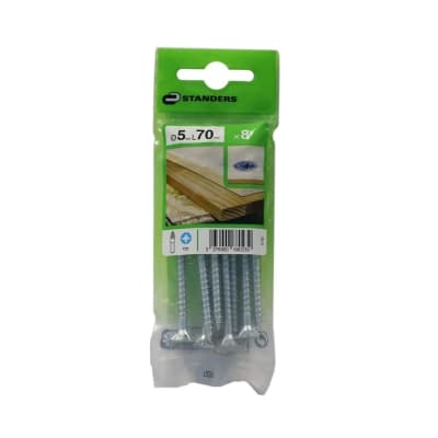 TORNILLO AGLOMERADO CS PZ ACERO 5X70MM 8U STANDERS