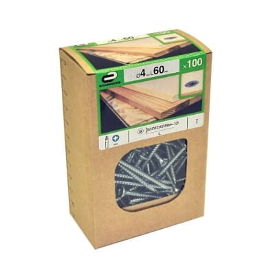 TORNILLO AGLOMERADO CS PZ ACERO 4X60MM 100U STANDERS