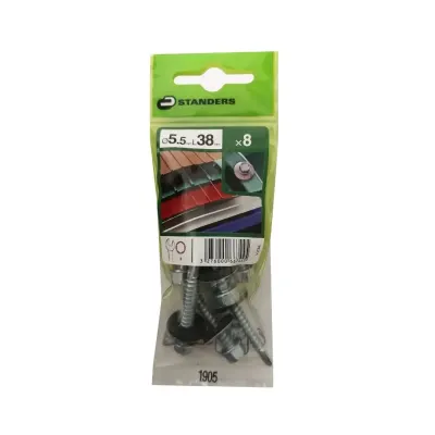 TORNILLO AUTOPERFORANTE HEXAGONAL 5.5X38MM PARA ACERO 8 UNIDADES STANDERS