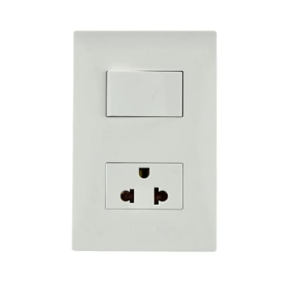 INTERRUPTOR + TOMACORRIENTE UNIVERSAL S220 BLANCO SIMON