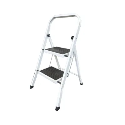 ESCALERA TIJERA DE ACERO 2 PASOS COLOR BLANCO ANTIDESLIZANTE WERKEN