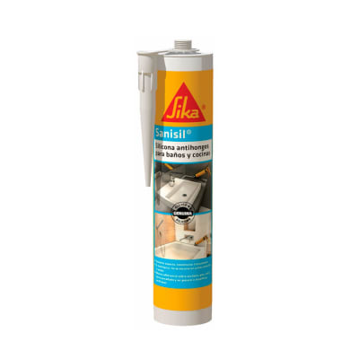 SILICONA SANISIL 280ML RESISTENTE ANTIHONGOS PARA BAÑOS Y COCINAS SIKA