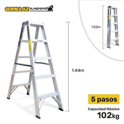 ALUMINIO ESCALERA TIJERA DOBLE 1.53M GATD5-II 102KG GORILLAZ LADDER