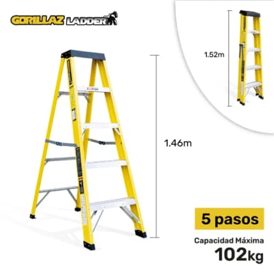 FIBRA ESCALERA TIJERA SIMPLE 1.53M GFTS5-II 102KG GORILLAZ LADDER