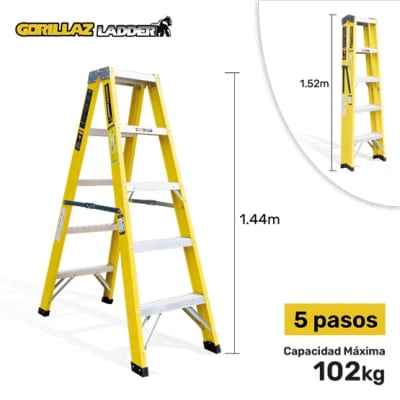FIBRA ESCALERA TIJERA DOBLE 1.53M GFTD5-II 102KG GORILLAZ LADDER