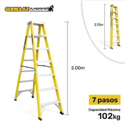 FIBRA ESCALERA TIJERA DOBLE 2.13M GFTD7-II 102KG GORILLAZ LADDER