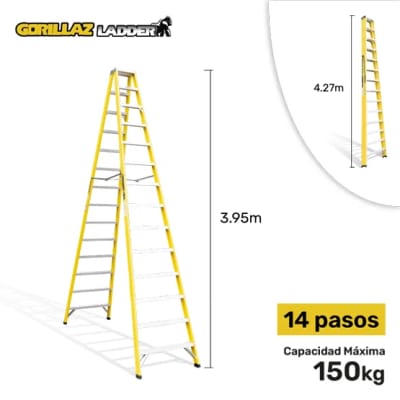 FIBRA ESCALERA TIJERA DOBLE 4.27M GFTD14-IA 150KG GORILLAZ LADDER