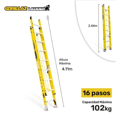 FIBRA ESCALERA EXTENSION 4.14M GFTT16-II 102KG GORILLAZ LADDER