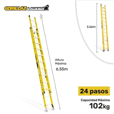 FIBRA ESCALERA EXTENSION 6.59M GFTT24-II 102KG GORILLAZ LADDER