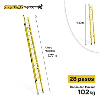 FIBRA ESCALERA EXTENSION 7.80M GFTT28-II 102KG GORILLAZ LADDER