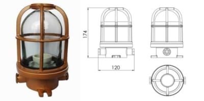 FANAL RECTO DE 100W ROSCADO DE BRONCE HERMETICO IP66 NO INCLUYE LAMPARA FRT/HR100 BR AIBAR