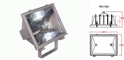 REFLECTOR DE ALUMINIO FUNDIDO LUZ HALOGENA 1000W IP65 RRH/1000 AIBAR