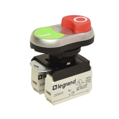 PULSADOR NO LUMINOSO DOBLE VERDE/ROJO 22MM NA+NC 023717 LEGRAND