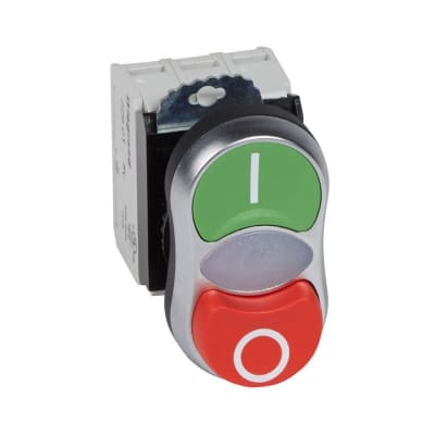 PULSADOR LUMINOSO DOBLE VERDE/ROJO 22MM NA+NC 23767 LEGRAND