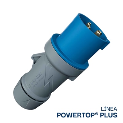 ENCHUFE 32AMP 2P+T 250V AZUL 6H IP44 POWERTOP PLUS (2 CUERPOS) REEMPLAZO 260 MENNEKES