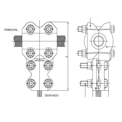 CONECTORES EN T ESTANDAR CABLE-CABLE P:50-120MM D:185-300MM MODELO 340.02 ARAGCU EI
