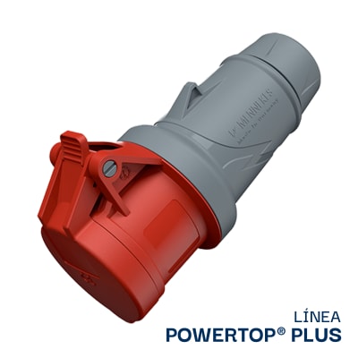 TOMA AEREO 32AMP 3P+T 415V ROJO 6H IP44 POWERTOP PLUS (2 CUERPOS) MENNEKES
