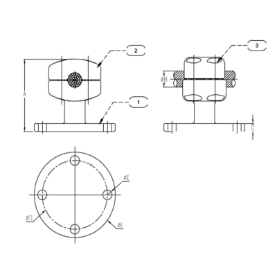 SOPORTES FIJO ANTICORONA CABLE-PLATINA C:456-507MM P:Ø158MM MODELO 352.463 ARAGCU EI