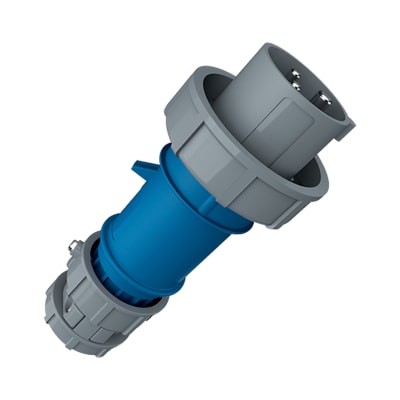 ENCHUFE 16AMP 2P+T 230V AZUL 6H IP67 POWERTOP, PINES NIQUELADOS MENNEKES