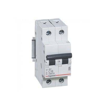 INTERRUPTOR TERMOMAGNETICO 2X16A 10/6KA 230/440V TIPO C DIN RX3 419873 LEGRAND