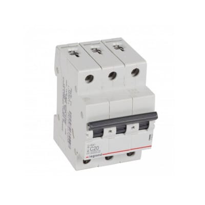 INTERRUPTOR TERMOMAGNETICO 3X20A 10/6KA 230/440V TIPO C DIN RX3 419885 LEGRAND