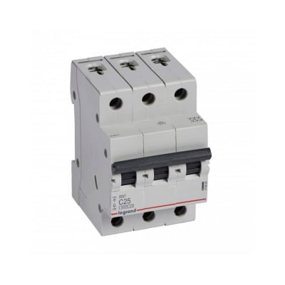 INTERRUPTOR TERMOMAGNETICO 3X25A 10/6KA 230/440V TIPO C DIN RX3 419886 LEGRAND