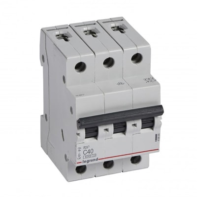 INTERRUPTOR TERMOMAGNETICO 3X40A 10/6KA 230/440V TIPO C DIN RX3 419888 LEGRAND