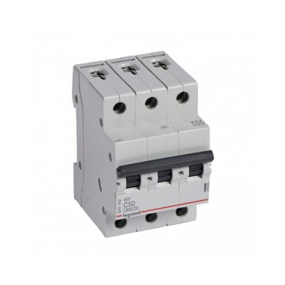 INTERRUPTOR TERMOMAGNETICO 3X50A 10/6KA 230/440V TIPO C DIN RX3 419889 LEGRAND