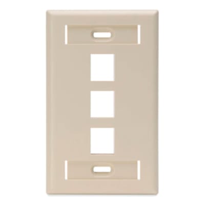 FACE PLATE (PLACA) C/IDENTIF 3 PUERTOS MARFIL LEVITONDATA