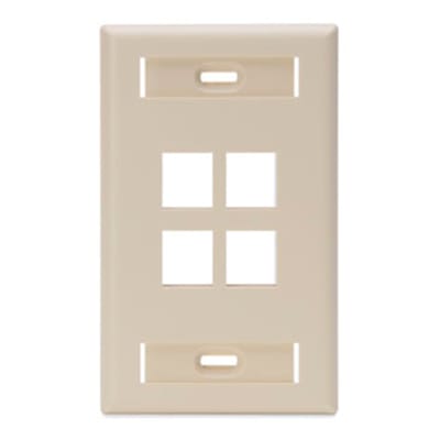 FACE PLATE (PLACA) C/IDENTIF 4 PUERTOS MARFIL LEVITONDATA