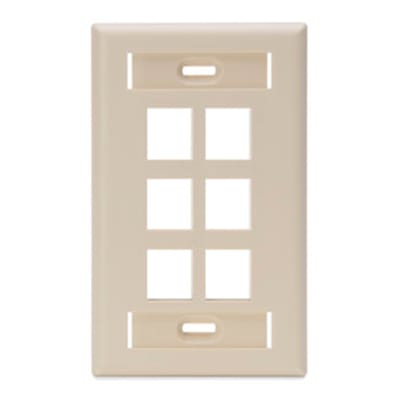 FACE PLATE (PLACA) C/IDENTIF 6 PUERTOS MARFIL LEVITONDATA