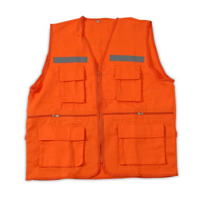 CHALECO ECONOMICO NARANJA TALLA M DE DRILL CON CINTA REFLECTIVA WERKEN