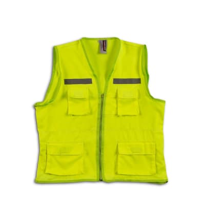 CHALECO VERDE ECONOMICO TALLA L DE DRILL CON CINTA REFLECTIVA WERKEN