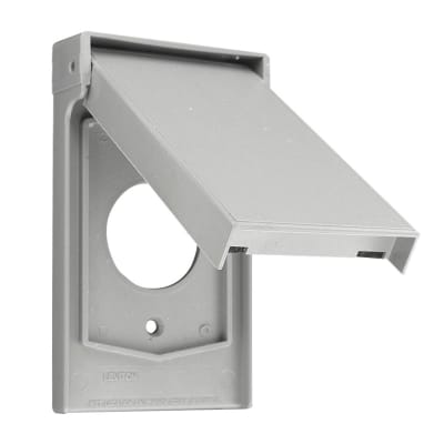 PLACA SIMPLE HERMETICA P/TOMACORRIENTE C/SEGURO DE 20A Y 30A 4980-GY LEVITON