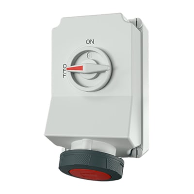 TOMA VISIBLE 63AMP 3P+T 400V C/INTERRUP. POR ENCLAVAM. MECA?NICO ROJO 6H IP67 XCONTACT MENNEKES